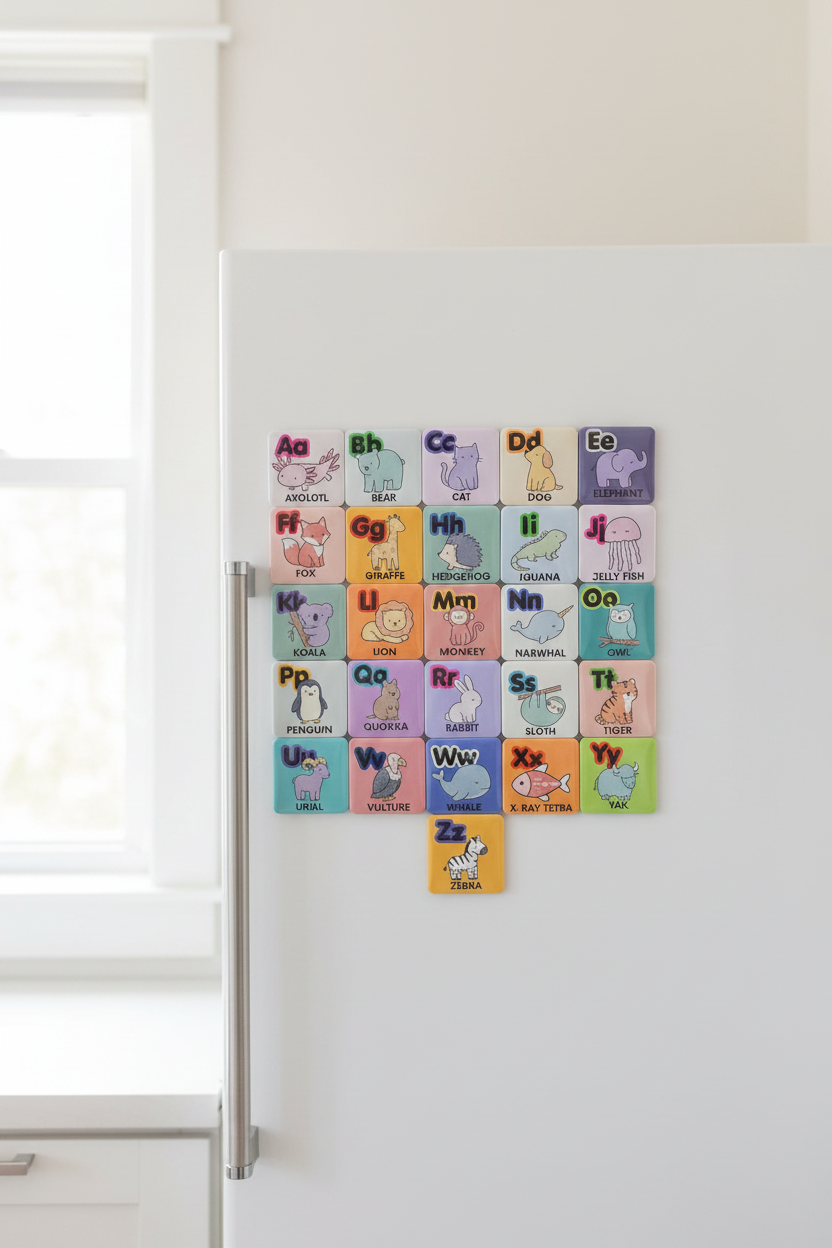 Alphabet Magnets on Fridge - Retry